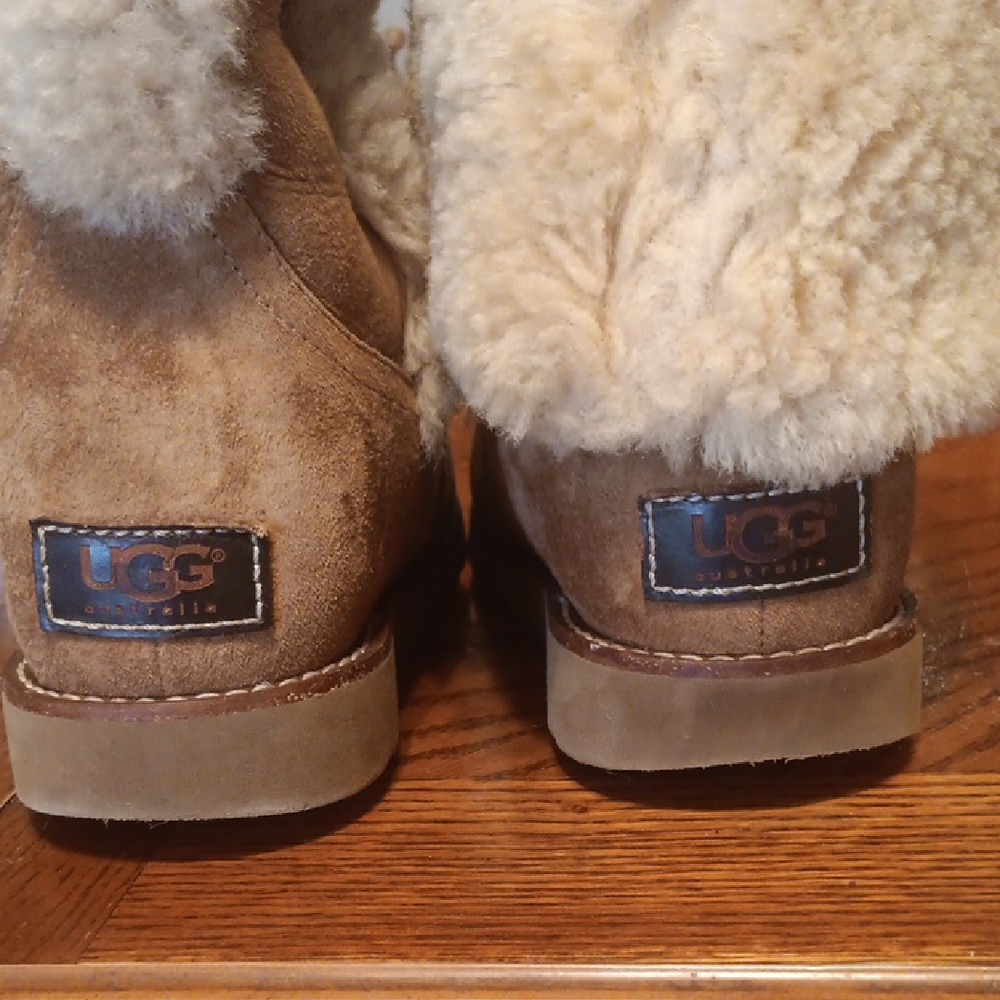 Brown and Cream Shearling Boots - Picture 2 of 11